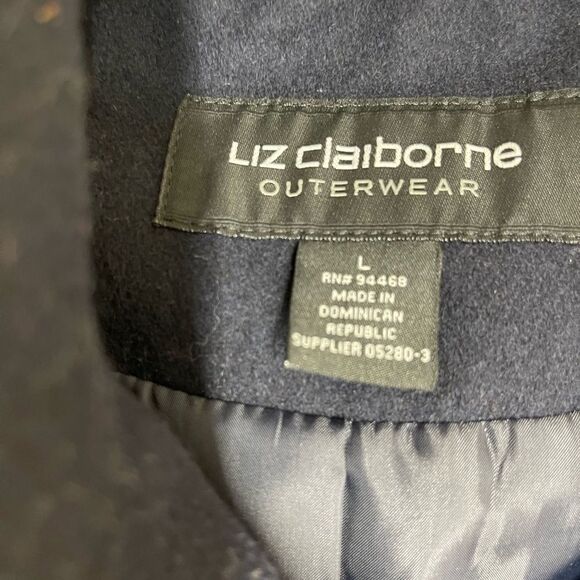 Liz Claiborne navy wool‎ double breasted coat, size large - Picture 15 of 15